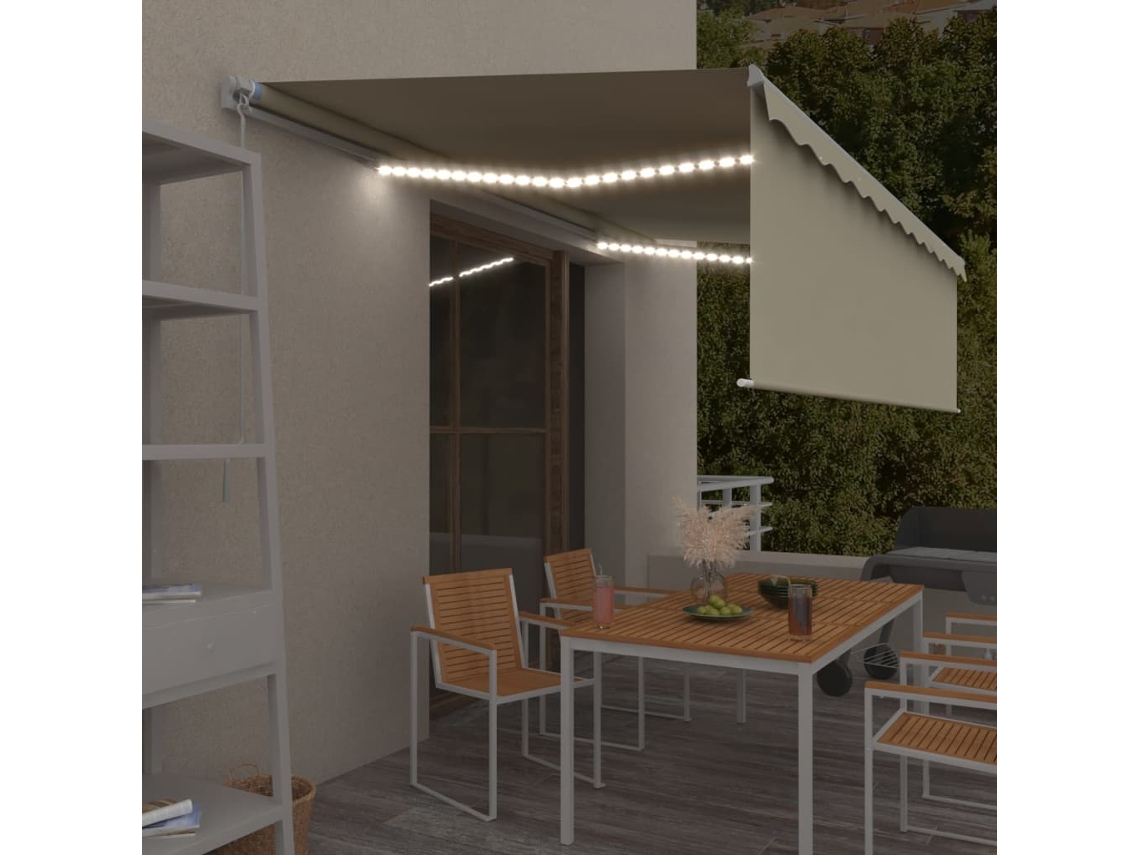 Vidaxl Toldo Retrátil Manual Com Estore/led 5x3 M Cor Creme