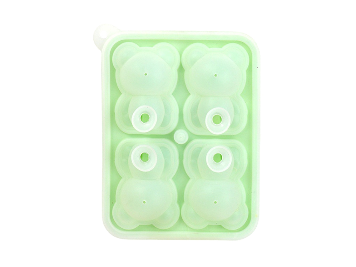 Molde De Gelo Em Forma De Urso Pequeno 4 Grade De Silicone Para Gelo Creme Bolo Velas Verdes