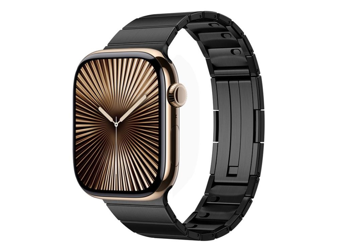 Bracelete para Apple Watch 42/41/40/38mm Aço Inoxidável com Liberação Rápida e Conta Única Preto XIAOMOYU