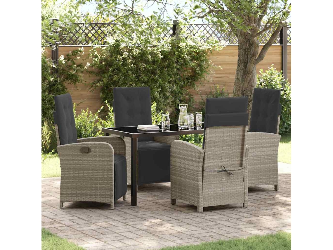 Vidaxl Conjunto De Jantar Para Jardim 5 Unid. Cinzento-claro Vime Pe