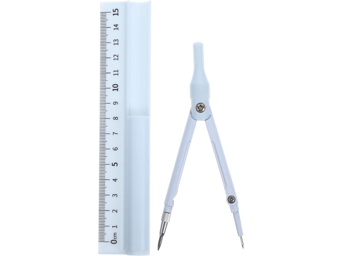 Conjunto de bússola de plástico e metal para estudantes de desenvolvimento profissional e régua triangular multifuncional para