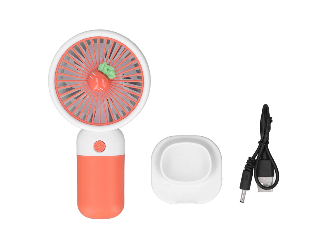 Ats ventilador Portátil Pequeño com Design de Fruta Cenoura Laranja Usb Recarregável para Viagens e Deslocamentos