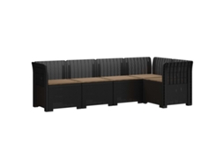 Vidaxl Sofá De Jardim De 5 Pessoas Com Almofadas Visual De Rattan Pp