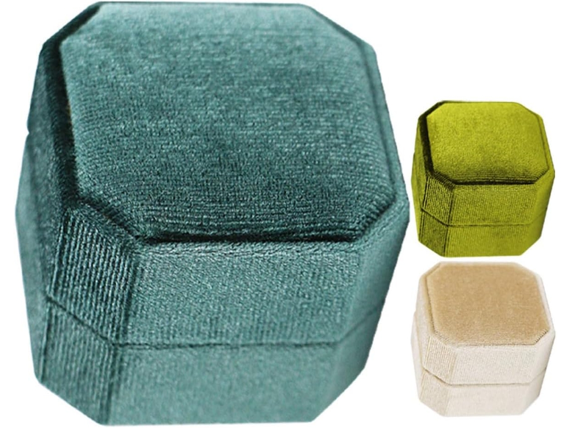 Caixa De Anéis Octogonal, Elegante Caixa De Joias, Conjunto De 3 Peças.