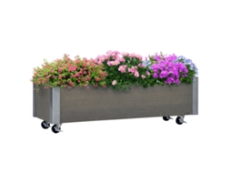 Vaso Retangular de Madeira de Abeto com Rodas e Freio 96x30,6x30cm Cinza PMM CAPITALI