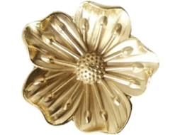 Puxador De Gaveta Em Latão Dourado Com Design Flor, Furo Único