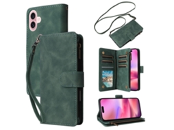Capa Em Couro Pu Com Suporte E Pega Para Apple Iphone 16 Verde