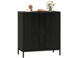 Aparador Moderno 2 Portas Prateleira Ajustável Base Elevada Preto 80x40x90