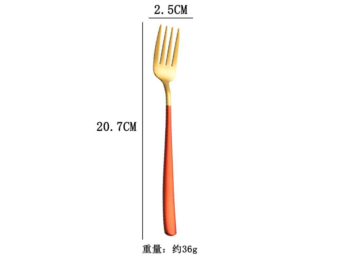 Conjunto Rebe de 6 garfos de aço inoxidável com cabos longos para saladas, bifes e frutas, utensílios de mesa criativos com estilo ocidental.