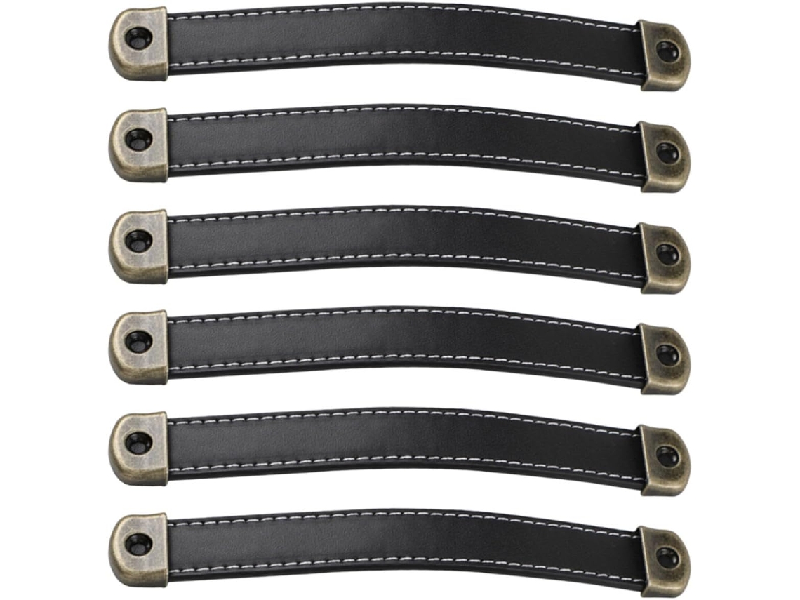 Bestyash Conjunto De 6-puxadores Para Gavetas, Couro Sintético, Liga De Zinco, Design Moderno E Toque Confortável Para
