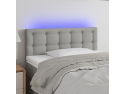 Vidaxl Cabeceira De Cama C/luzes Led Tecido 100x5x78/88 Cm Cinza-claro