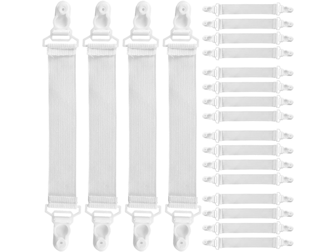 Conjunto de 20 Peças Prendedores Lençóis, Feitos Plástico e Lona. Presilhas Ajustáveis para Colchão, CHABERLU