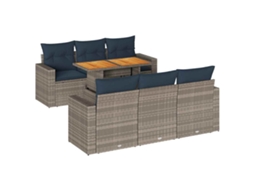 Conjunto de 7 Sofás para Jardim com Almofadas Vime Pe Cinza MAISON EXCLUSIVE (7 pcs)