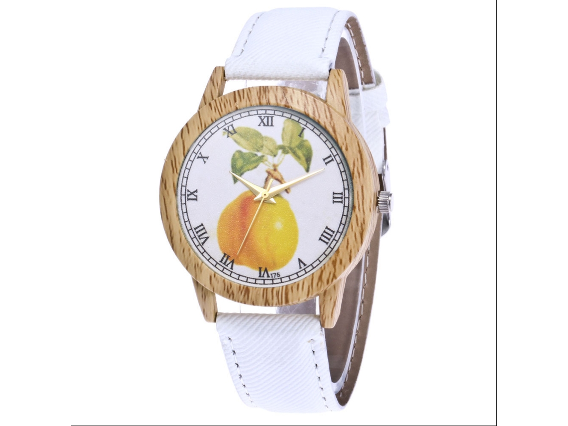 Reloj De Cuarzo Casual Con Correa De Jean Y Patrón De Frutas Trendy Para Hombre Y Mujer