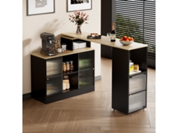Mesa De Bar Extensível Com Armazenamento, Mesa Alta Moderna Móvel, Mesa Bistrô, Grande Espaço De Armazenamento, Preta Mega Echo Trade Shop