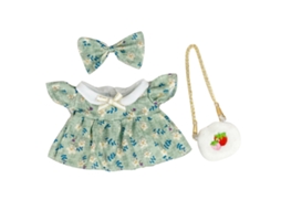 Mali conjunto Roupas Boneca Princesa com Sapatos Bolsa Laço Floral 20cm Verde