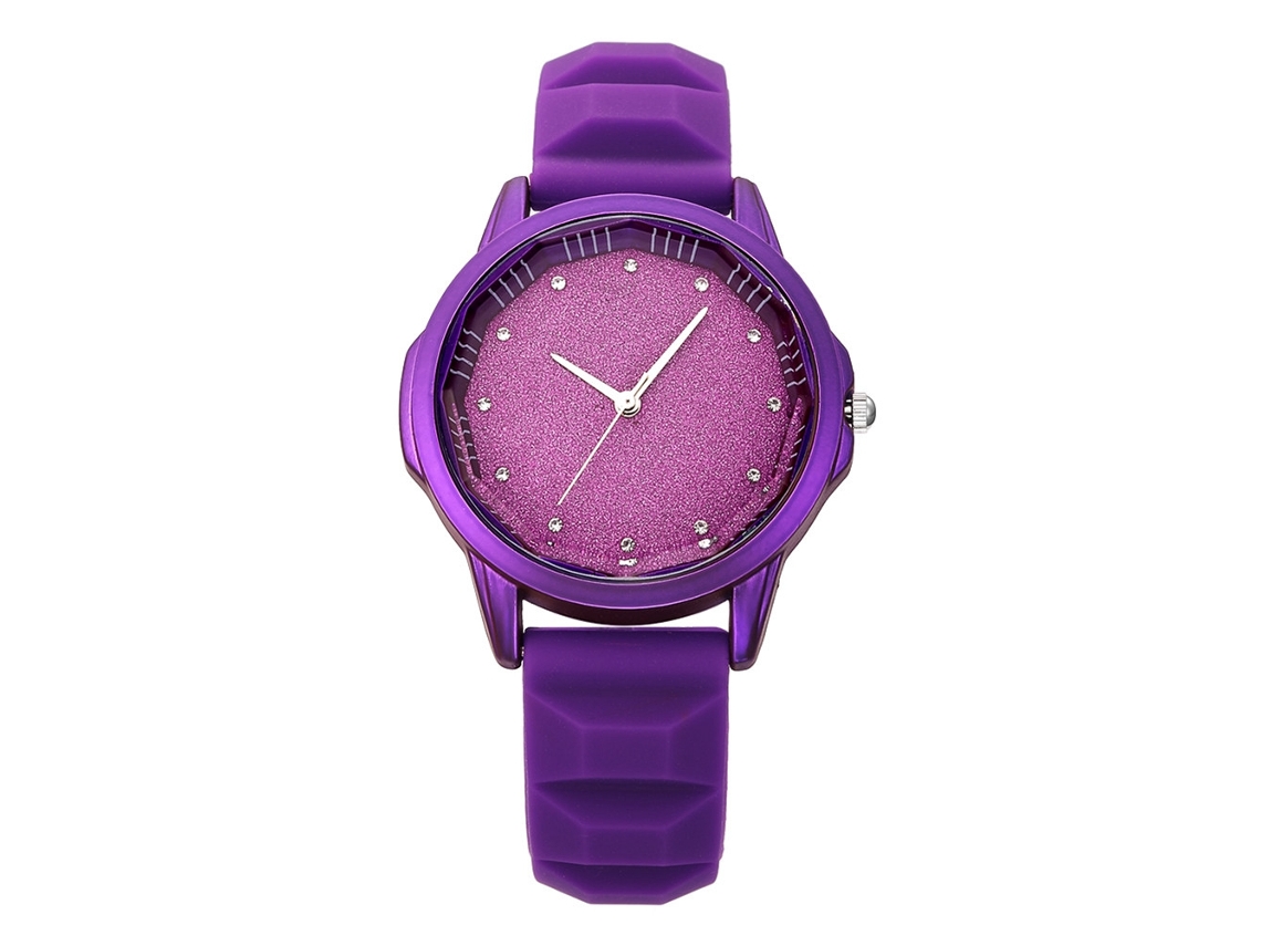 Relógio Analógico Quartz de Pulso Clássico com Mostrador Redondo e Pulseira Ajustável Roxo Rebirth Fashion
