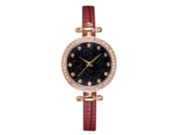 Relógio de Quartzo Feminino Estilo Casual Elegante Pulseira Pu para Mulher (vermelho)