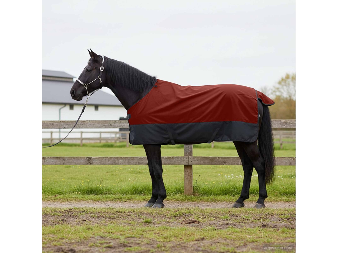 Vidaxl Cobertor De Cavalo Bordô E Preto 155 Cm Poliéster