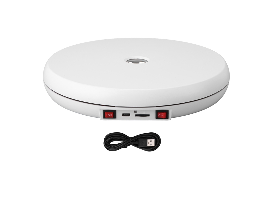 Base Giratória Elétrica 25cm 25kg com Luz 360° para Joias e Relógios | S/MARCA