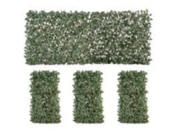 4 Sebes Conjunto Artificiais De Hera Extensível. Placas Parede Proteção Vime E Poliéster.. 200 X 100 Cm Verde