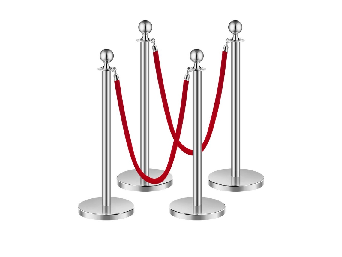 Conjunto De Postes De Delimitação Com Cordões De Veludo E Base Recarregável Tekmaquinas