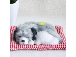 Ats perro Dormido em Almofada Peluche Cachorro Bonito com Sons de Latido para Crianças Cinza Branco