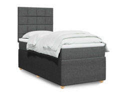 Cama Com Molas/colchão 90x190 Cm Tecido Cinza-escuro