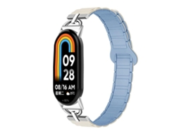 Bracelete para Xiaomi Smart Band 10/9/8 Silicone Magnético Três Esferas em Formato de D Branco, Azul e Neblina XIAOMOYU