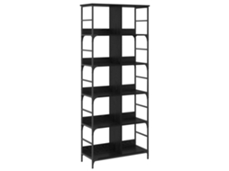 Vidaxl Estante Carvalho Preto 78,5 X 33 X 188,5 Cm Metal Pb