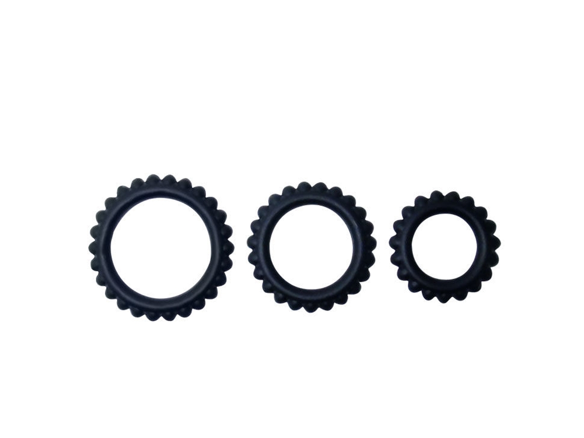 Estimulador Baile Titan Set 3Pcs Cock Ring Black 2.8 + 2.4 + 1.9 cm