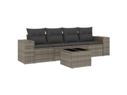 Maison Exclusive - 5 Pcs Conjunto Sofás De Jardim C/ Almofadões Vime Pe Cinzento
