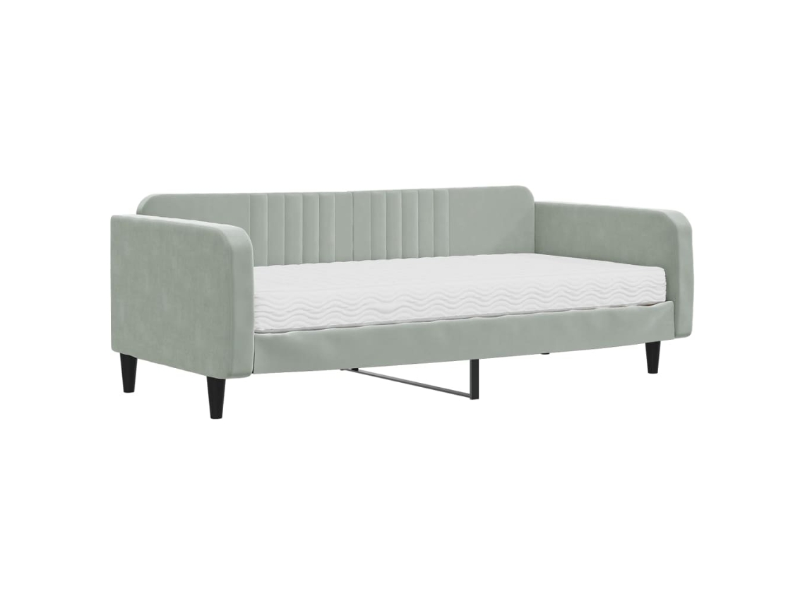Sofá cama com Colchão (100x200 cm) Veludo Cinzento claro MAISON EXCLUSIVE