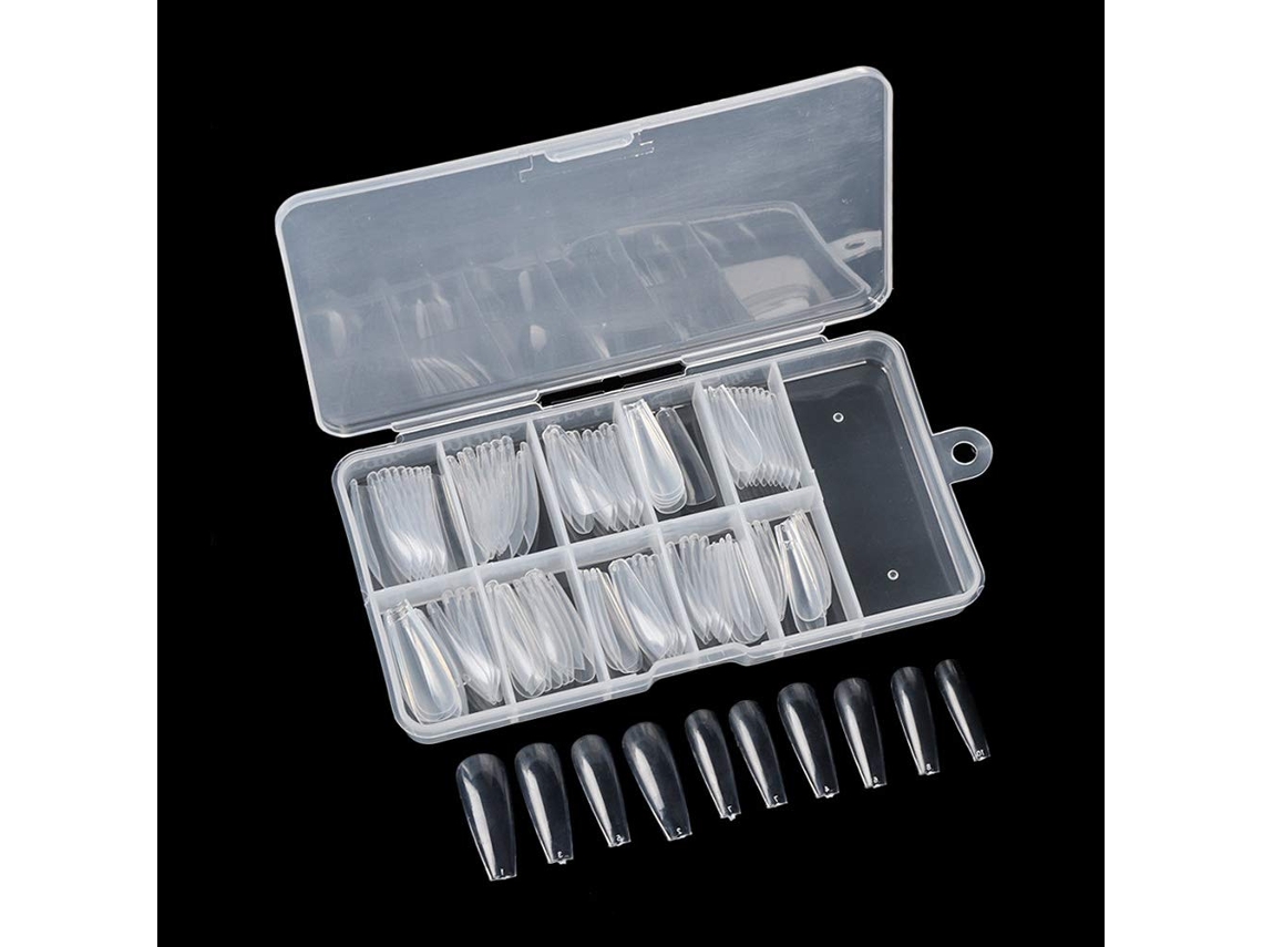 MEOIRUERY Unhas Falsas Acrílicas 100pcs Pontas Cobertura Total Falso Unhas Coffin Manicure Bailarina Kit Com Ferramentas Gel Uv