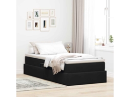 Vidaxl Cama Com Arrumação E Colchão Preto 90 X 190 Cm Veludo