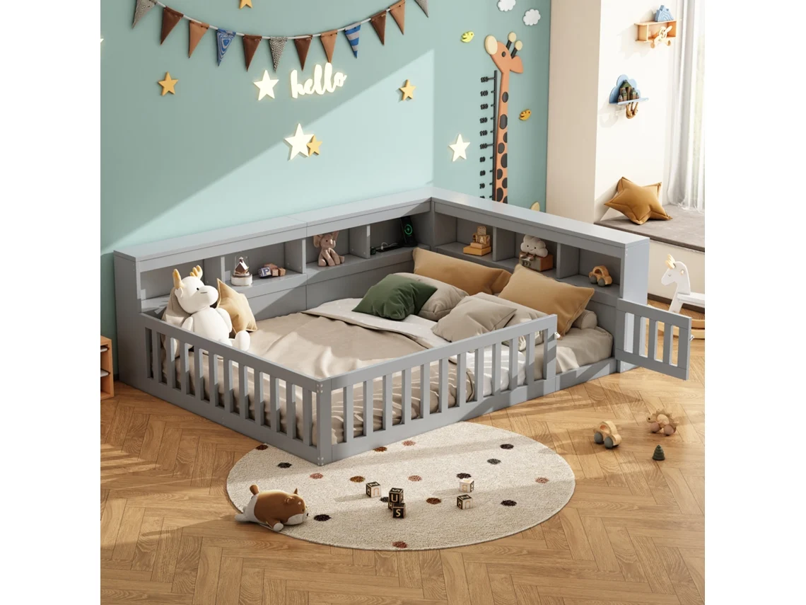 Sofá-cama Daybett 140x190cm Com Gaveta Prateleira Steckdose Usb Cinza