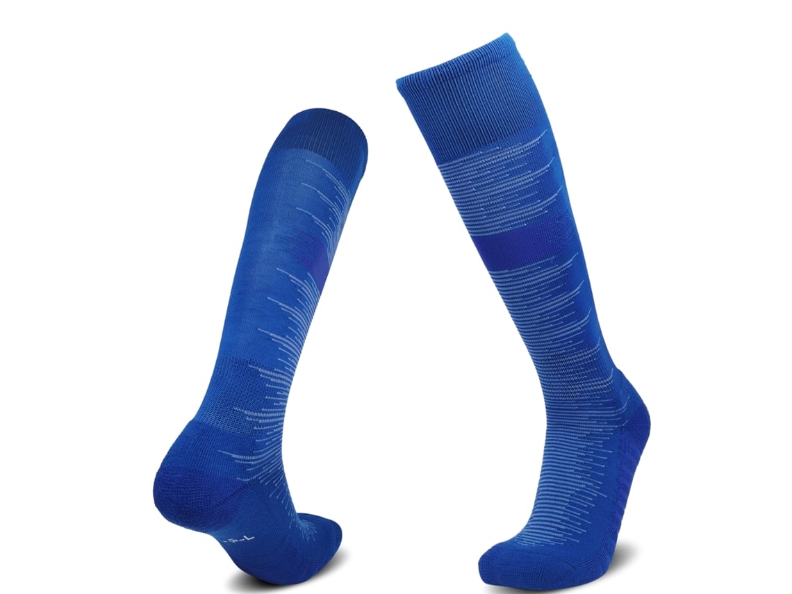 Meias de Futebol para Meninos e Meninas, Algodão Respirável, Antiderrapantes, Até o Joelho. MDUG (azul)