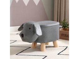 Banco de Madeira Pequeno para Crianças Forma de Cachorro Cartoon Estável para Lar Jardim de Infância CINZA AZUL