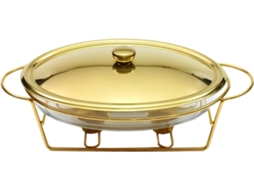 Panelas Aquecidas De Vidro Texturizado Para Buffets, Ideais Para Banquetes E Festas, 3l, Douradas/prateadas.