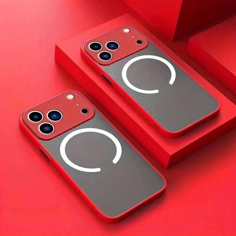 Capa Magnética Transparente Para Iphone (iphone 13 Pro Vermelho), Compatível Com Carregamento Sem Fio Magnético.