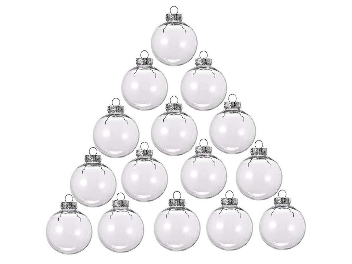 Bolas De Natal Transparentes De Plástico Pet 6cm - 15 Unidades, Decorativas Preenchíveis Para Festivais E Presentes Infantis