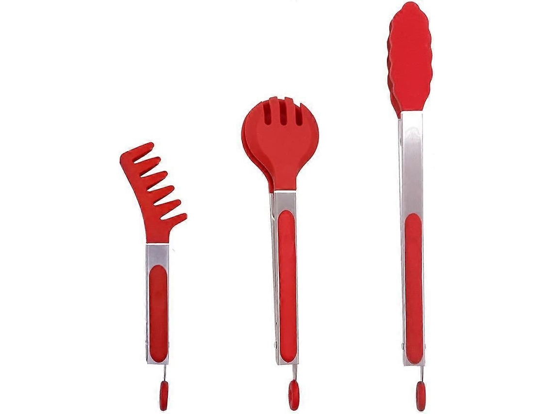 3 Pinças de Aço Inoxidável com Pontas de Silicone, Clip Antiaderente Resistente Ao Calor 280°c para Comida Variada
