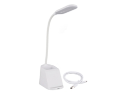 Lâmpada De Mesa Led 3 Em 1 Com Carregamento Sem Fio E Suporte Para Canetas Branca