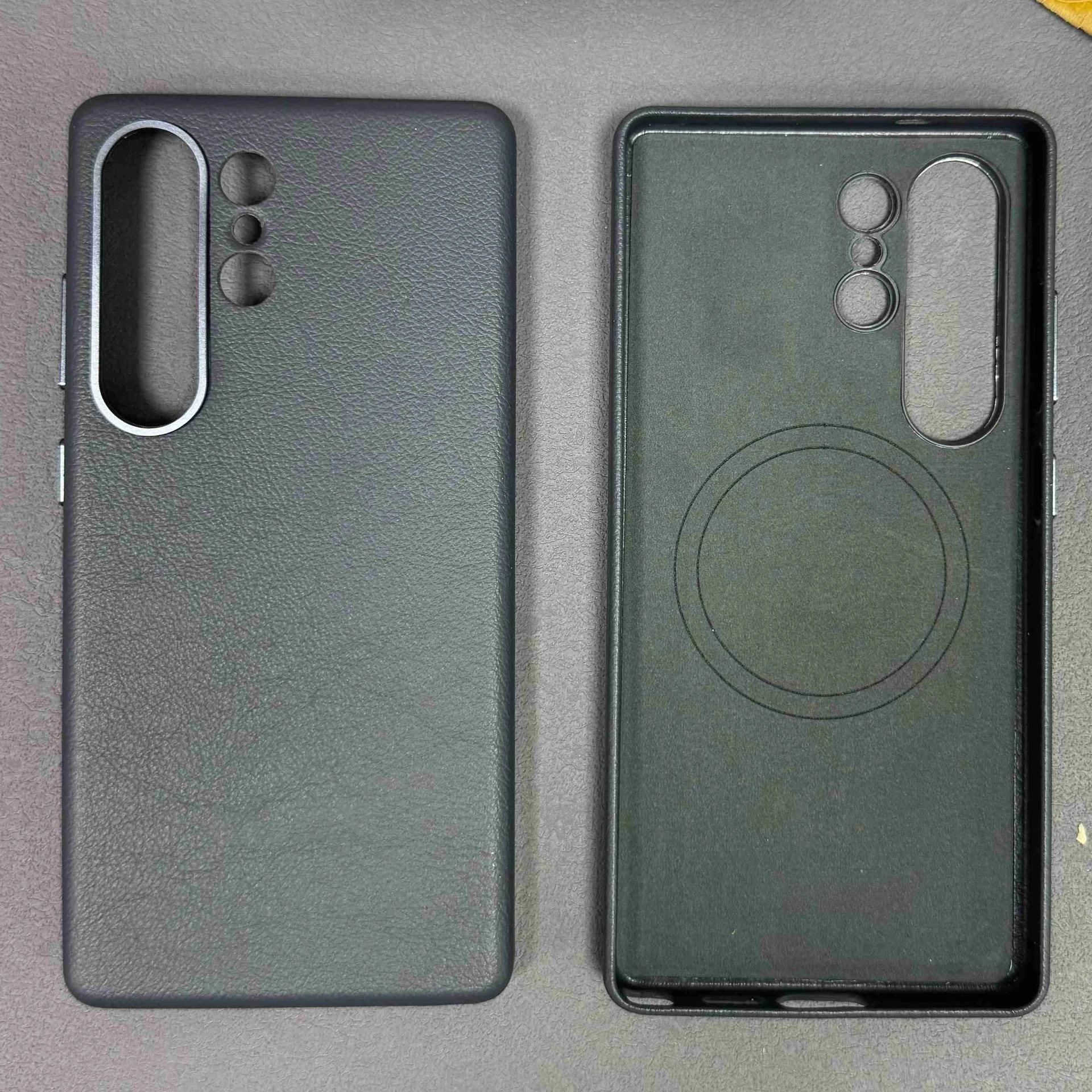 Capa De Couro Resistente A Impactos (preta/azul, Galaxy S25) Para Celular Samsung, Com Carregamento Magnético Forte E Invisível.