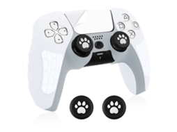 Capa Controle De Para Ps5, Capa De Silicone Antiderrapante Com Capas Para Joystick E Adesivos (branco Transparente) Cuich