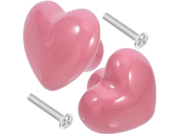 Puxadores De Gaveta Labrimp Com Design Furo Único, Em Cerâmica Rosa Formato De Coração, 2 Peças, Delicados Para Cômoda E