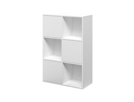 Prateleira Branca Com Portas Móveis Para Mesa Com 6 Prateleiras 65x30x97cm Ika 5 Prospero