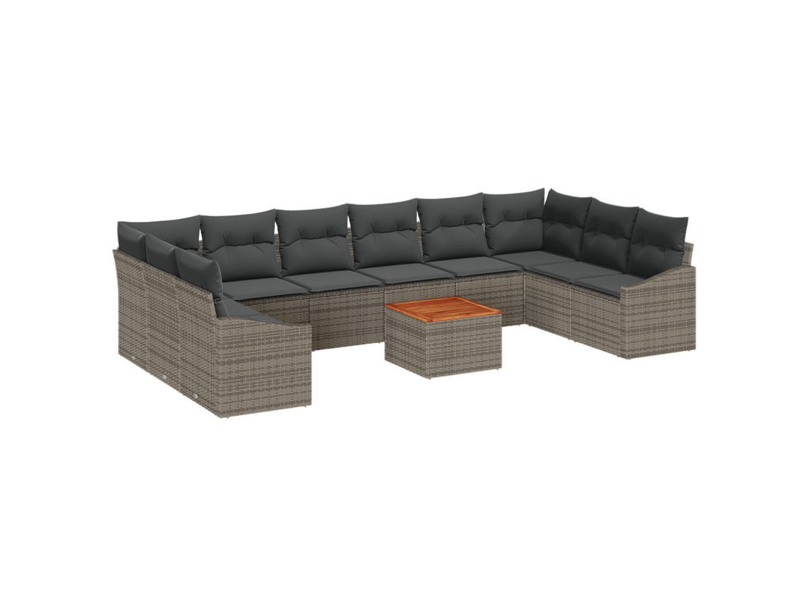 Conjunto 11 Conjunto De Móveis Para Exterior Vidaxl Cinzento Vime Pe (55 X 55 X 37 Cm)
