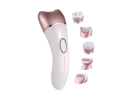 B-Beauty Cuidado Corporal 5 em 1 Cabeçais: Depilação Massagem Corporal Barbear Limagem Elétrica de Pés Escova Esfoliante BEAUTIFLY
