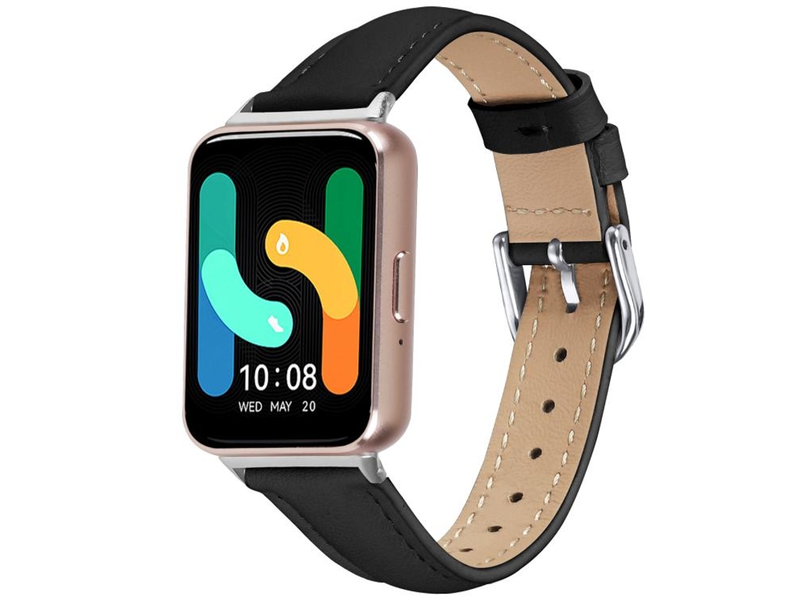 Bracelete para Samsung Galaxy Fit 3 Slim Couro Genuíno Preta XIAOMOYU